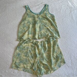 Vtg Cacique Women's Yellow Sheer Floral Lingerie Set Swim Coverup Size 22/24